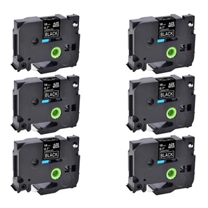 6x Compatible Brother D600 White on Black Label Tape TZ-345 TZe-345 P-Touch 0.7" - Imagen 1 de 4