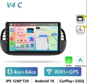 Radio Für Fiat 500 9" 2007/2015 Android Bluetooth Navigationsgerät CarPlay 4/64 - Bild 1 von 2