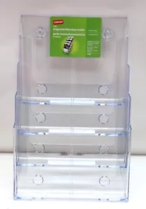 Clear Plastic 4-Tier Magazine literature Holder 9 1/4 in x 7in x 13 1/2in E1064 - Picture 1 of 5