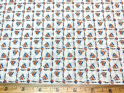1930s Repro Fabric 30s Brights Blue&Orange Geometric Windham Cotton Fabric FQ - Image 1 of 4