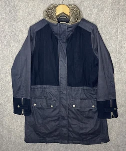 Timberland Damen M Rugged Wax Coat Navy Baumwolle/Nylon Zip Kunstfell gefüttert - Bild 1 von 24