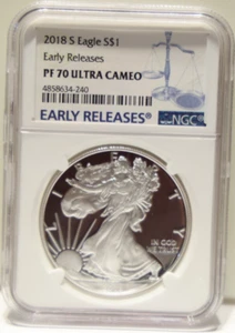 2018 S US Proof Silver Eagle NGC PF70 Ultra Cameo Early Releases - Picture 1 of 2
