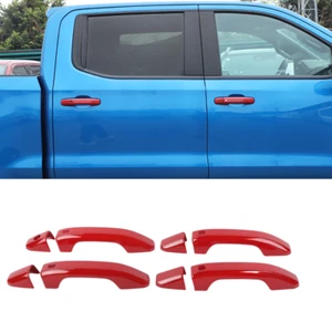 Door Handle Cover Trim Shell For Chevy Silverado/GMC Sierra 19+ Red Accessories - Picture 1 of 12