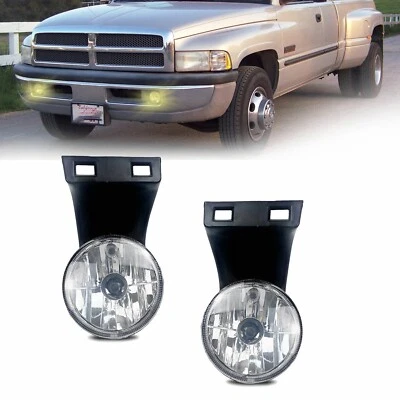 Pair For 1994-2002 Dodge Ram 1500 2500 3500 Bumper Lamps Fog Lights Clear Lens - Image 1 of 4