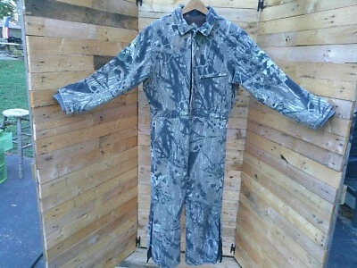 VTG 80s Mossy Oak Break-Up Insulated Camo Coveralls Zip Leg Mens S / M USA READ  - Image 1 of 4