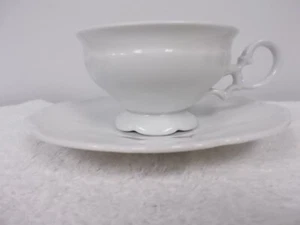 Hutschenreuther Germany Sylvia All White Porcelain Coffee Tea Cup & Saucer - Picture 1 of 9