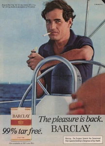 1981 Vintage Print Ad The Pleasure is Back Barclay Man Smoking On Sea Ocean Boat - Picture 1 of 2