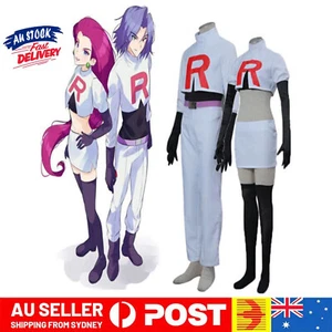 Anime Pokemon Cosplay Pocket Team Rocket Full Set Jessie James Costume Halloween - Picture 1 of 16