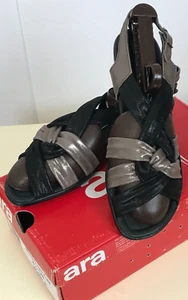 Ara Women 8.5G Comfort Casual Leather Slingback Sandals Wedge Low Heel Open Toe - Picture 1 of 14