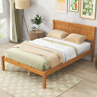 Full Size Bed Frame Wood Platform Bed With Headboard Wood Slat Support Oak