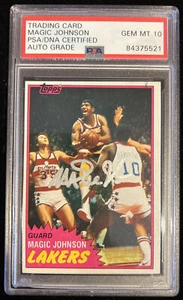 Autographed Magic Johnson Signed 1981 Topps #21 Lakers HOF PSA/DNA Auto Gem 10 - Picture 1 of 5