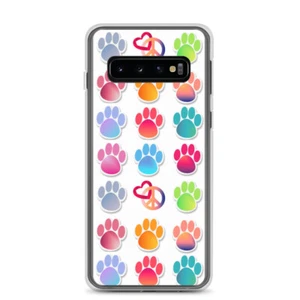 Samsung Cell Phone Case Cat Kitty Paw Prints Colorful Cover Protector New - Picture 1 of 16
