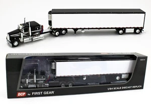 2024 NEW 1:64 DCP *BLACK & WHITE* Kenworth W900L w/Spread Axle Reefer *NIB* - Picture 1 of 7