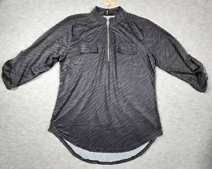 Zebra Print Roll Up 3/4 Sleeve Tunic V Neck Zip Up Pullover Shirt Womens Size XL - Picture 1 of 9