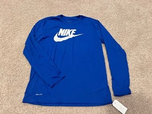 Nike blue white retro swoosh long sleeve t shirt Duke Devils Kentucky Wildcats L - Picture 1 of 4