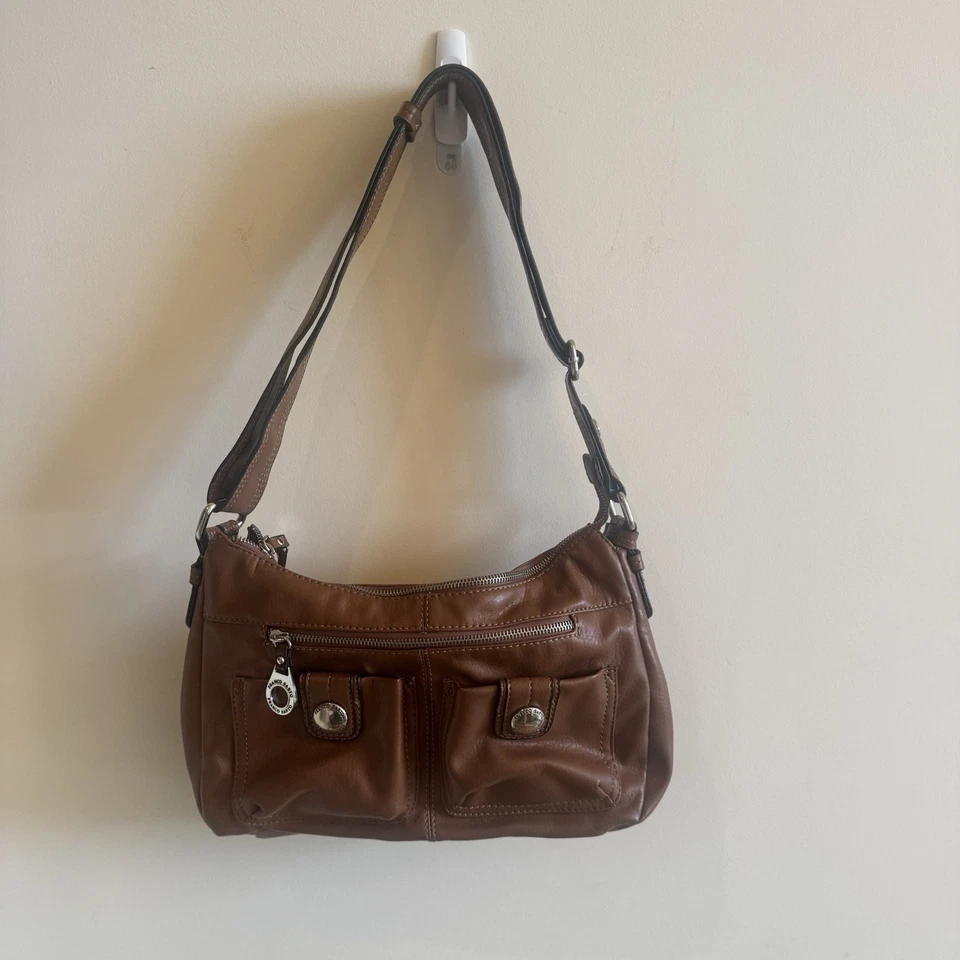 Franco Sarto Marrón Imitación Cuero Bolso de Mano Cartera Bandolera Bolso de Hombro Bolsillos Foto 1 de 4