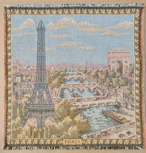 Französischer Gobelin Stil Wandteppich Paris Szene 12" Quadrat Impressionistische Farben - Bild 1 von 9