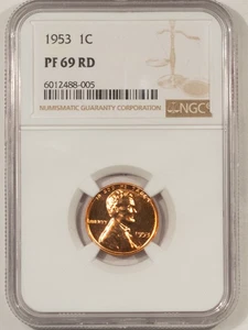1953 PROOF LINCOLN CENT - NGC PF-69 RD - Picture 1 of 3