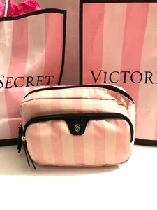 Victoria's Secret Pink Signature Striped Small Cosmetic Makeup Coin Bag NWT - Picture 1 of 4