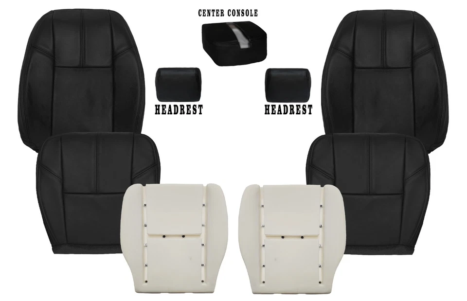 For 2007-2014 GMC Sierra 1500 Denali, 2500 SLT, SLE/SL Front Seat Cover Black - Image 1 of 4