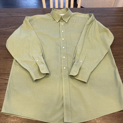 Camisa Roundtree Yorke Etiqueta Dorada Hombres 17-34 Verde Pata de Gallo Sin Hierro  Foto 1 de 4