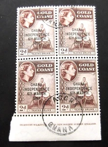 Gold Coast-1957-Block of 4 2d Independence issues-Precancelled - Picture 1 of 2