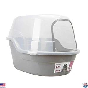 Petphabet Extra Large Jumbo Hooded Cat Litter Box - Stylish Gray for Comfort - Picture 1 of 7