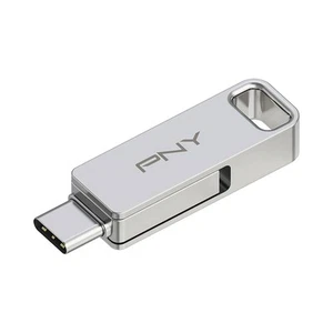 PNY USB OTG 2 in 1 USB-A 3.2/USB-C Duo Link 64GB, Silver - Afbeelding 1 van 5