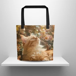 Orange Cat Butterfly Tote Bag Fantasy Vintage Aesthetic Art - Picture 1 of 7