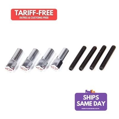 Proform 141-909, Set of 4 Valve Cover Nuts Chrome W/Red Bowtie Performance Parts - Image 1 of 4