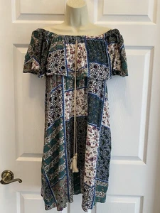 NWT Umgee Floral Patchwork Print Midi Dress Babydoll Boho Cottagecore Tiered L - Picture 1 of 10