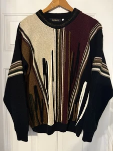 Vintage Large Bachrach Coogi Style Cosby 3D strukturierter Grobstrick Pullover Made in USA - Bild 1 von 11