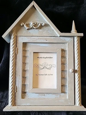 Marco de fotos colgante de pared almacenamiento de llaves de madera Shabby Chic - pintado a mano Foto 1 de 3