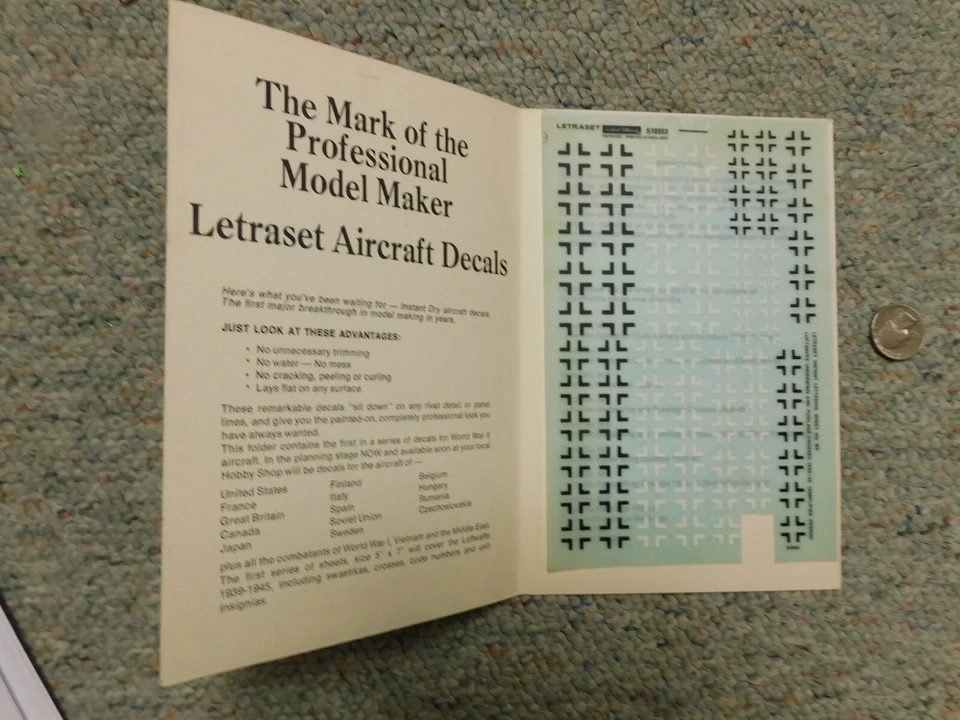 Letraset decals Dry transfers 1/72 M5 Luftwaffe underwing fuselage crosses L112 - Image 1 of 1