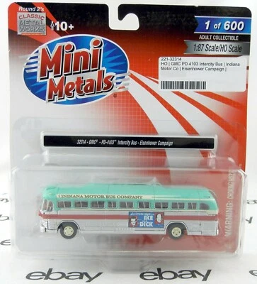 HO Scale GMC PD-4103 Intercity Bus - Eisenhower Campaign - Mini Metals #32314 - Image 1 of 2
