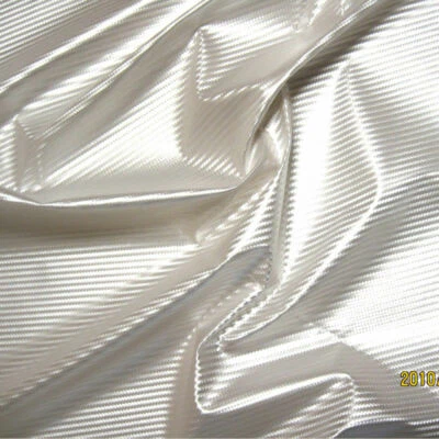 PU VINYL METALLIC CARBON FIBER LOOK PLEATHER FABRIC DANCE STAGE RAINCOAT WHITE  - Image 1 of 4