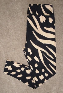 LuLaRoe TC2 ~ INCREDIBLE Black & TAN Leopard and Tiger Animal Print Leggings - Picture 1 of 3