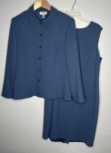 Talbots Womens Size 12 Petite Textured Blue Sheath Dress Suit Vintage Made USA - Picture 1 of 12