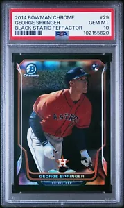 2014 Bowman Chrome GEORGE SPRINGER #29 RC Black Static Refractor /35 PSA 10 GEM - Picture 1 of 2