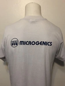 Vintage 1980s Microgenics T-Shirt Large Diagnostic Testing Laboratory Chemistry - Picture 1 of 7