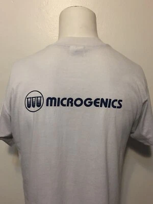 Camiseta Microgenics Años 80 De Colección Grande Diagnóstico Pruebas Laboratorio Química  Foto 1 de 4