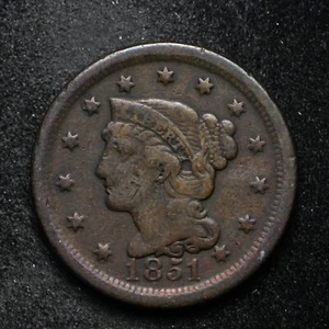 1851 Braided Hair Large Cent (cn13038) - Picture 1 of 2
