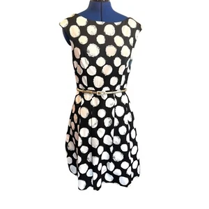 Eliza J Polka Dot Fit & Flare Dress Party Cocktail Sleeveless Size 8 - Picture 1 of 8