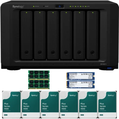 Synology DS1621+ DiskStation 32GB RAM 1.6TB CACHE 72TB (6x12TB) Plus Drives - Image 1 of 4