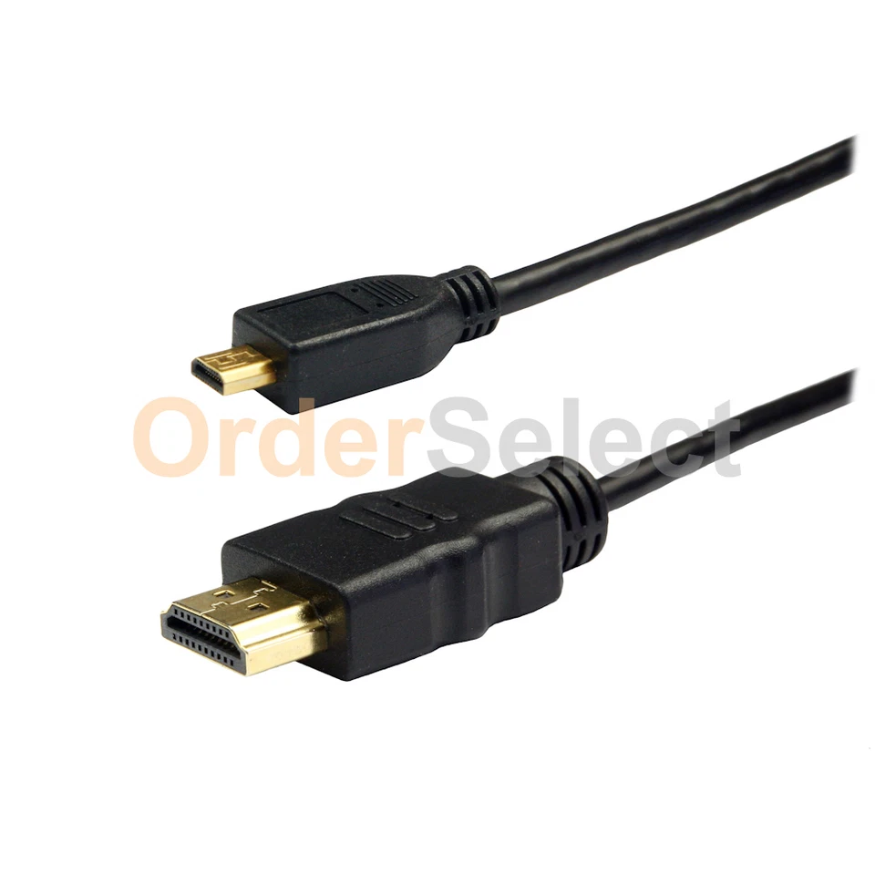 3 FT 24K Premium Gold Cable+Micro HDMI Converter Adapter Type A to D - Image 1 of 4