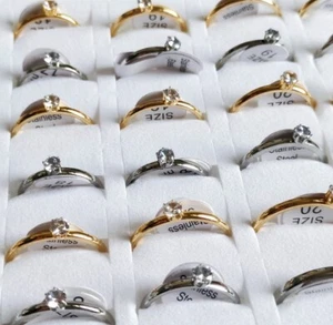 Venta al por mayor 36 piezas 2 mm mezcla arco interior y exterior moda circón anillo de acero inoxidable - Imagen 1 de 6