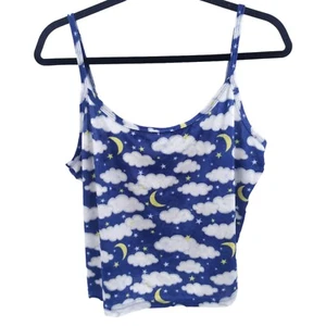 Soft Wear Damen Medium Schlaf Crop Top Pyjama Plüsch Mond Sterne Himmlisch 90er - Bild 1 von 9