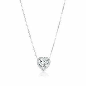 VESTA 3 CARAT HEART SHAPED D COLOR VVS1 CLARITY DIAMOND HALO PENDANT PLATINUM GI - Picture 1 of 2