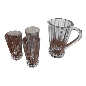 VINTAGE ROSENTHAL GERMANY CLEAR CRYSTAL PITCHER 3 HIGHBALL CRYSTAL GLASSES - Picture 1 of 7