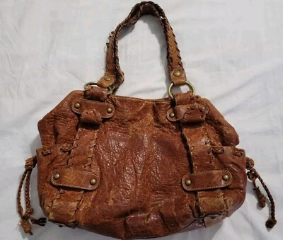 Cartera Cartera de Cuero Guijarro Kooba Envejecida Castaño Marrón Rosa Interior LEER Foto 1 de 4